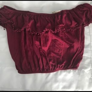 Off the shoulder crop top.